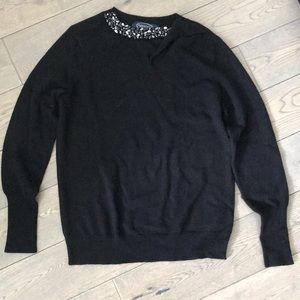 Cashmere sweater with beaded neck detailing